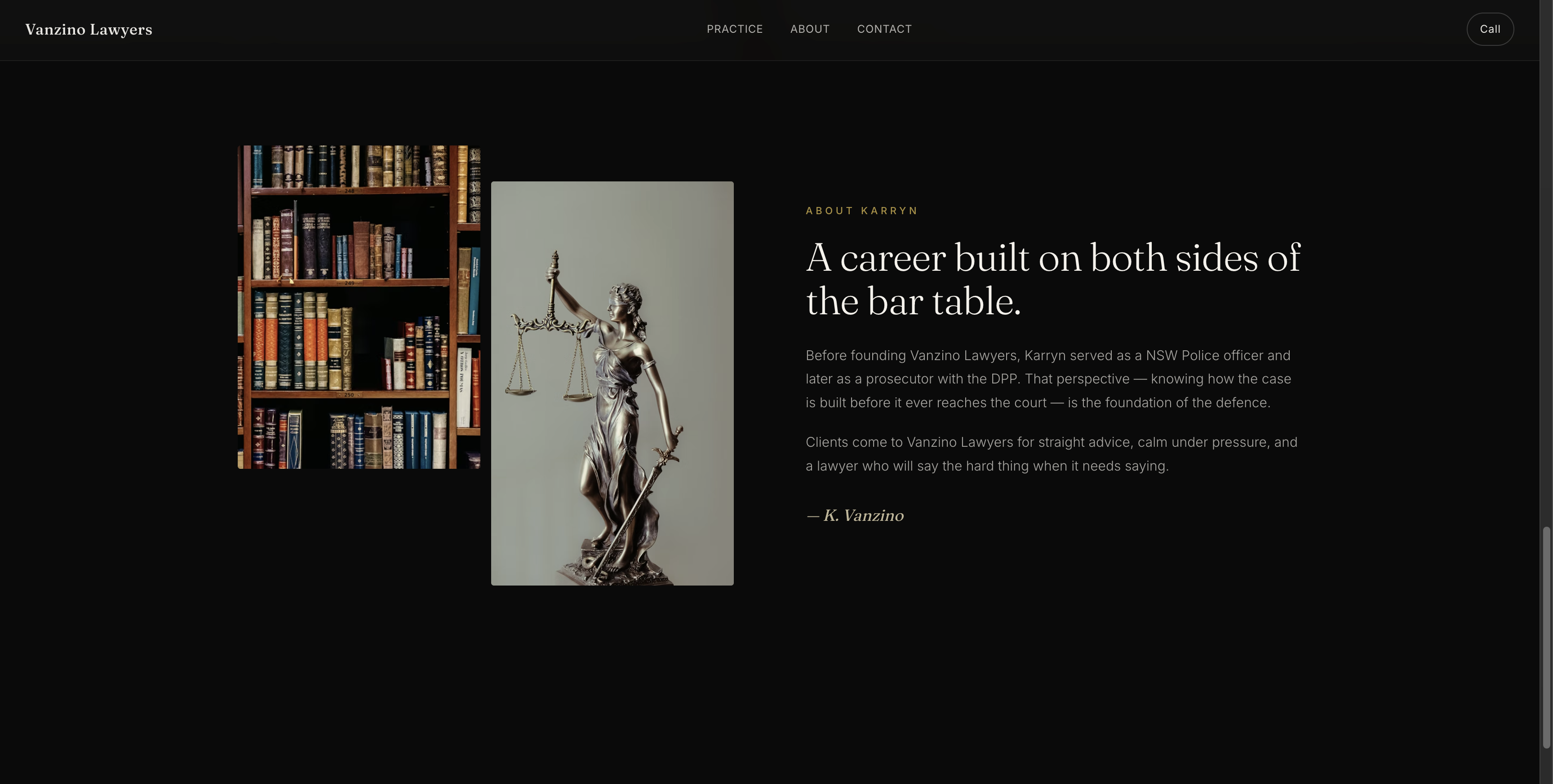 Vanzino Lawyers screenshot